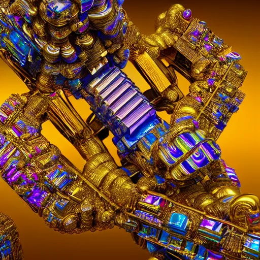 Image similar to an intricate complex bismuth!! mineral, hyper detailed, 8k, octane render, sparkling, shimmering, glistening, masterpiece