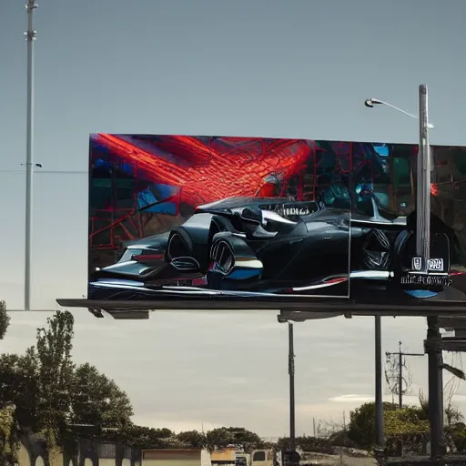 Prompt: sci-fi sport car formula 1 hatchback transport design organic smooth elastic forms on the front background wall structure digital billboard with point cloud in the coronation of napoleon painting by Jacques-Louis David unreal engine 5 lumen pinterest keyshot product render octane, dark black cloudy plastic ceramic material shiny gloss water reflections specularity, contrast lighting ultra high detail ultra realism, 4k