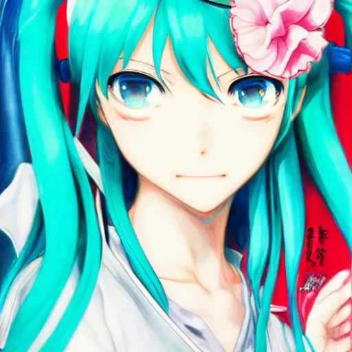 Prompt: beautiful amazing anime portrait painting of hatsune miku. by koyoharu gotouge, kohei horikoshi, tatsuya endo, satoshi kon