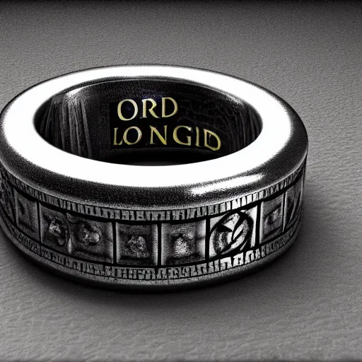 Image similar to the ring from lord if the rings with an imprinted ruler, cm scale imprinted on the inside of the ring, one ring to rule them all, dark background, highly detailed, 8 k, trending on artstation, mystic, rpg artwork, by peter jackson, by sauron