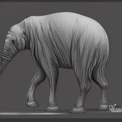 Prompt: deinotherium drawn by roman yevseyev t