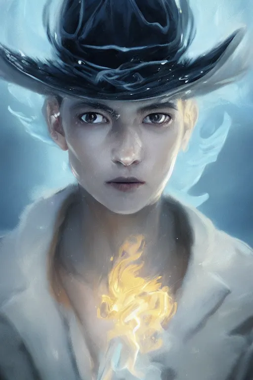 Prompt: a fancy portrait of a charecter with half ice and half blue flames by Greg Rutkowski, Sung Choi, Mitchell Mohrhauser, Maciej Kuciara, Johnson Ting, Maxim Verehin, Peter Konig, Bloodborne , 8k photorealistic, cinematic lighting, HD, high details, atmospheric , trending on artstation