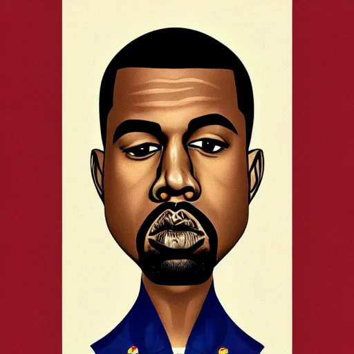 Image similar to art nouveau illustration of kanye west, highly detailed, sharp focus, smooth, 4 k