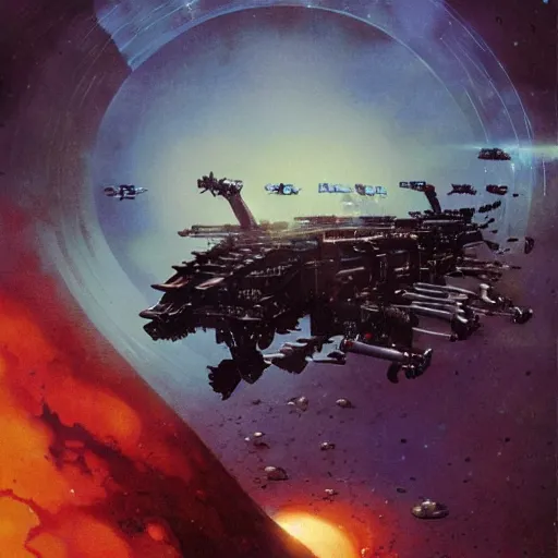 Prompt: war machines from a gate in hell, chris foss, john harris, beeple, wayne barlowe