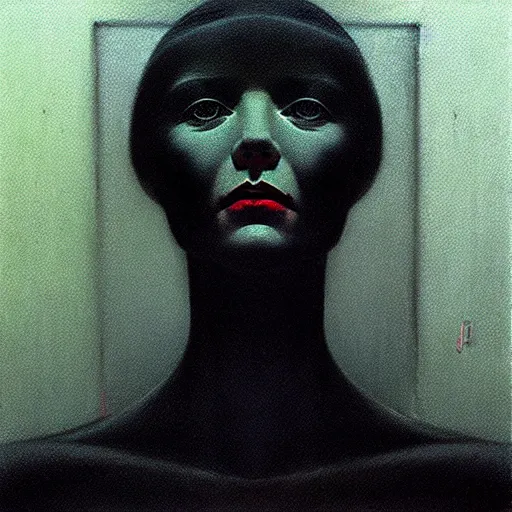 Prompt: portrait of woman from 2 0 s decade of xx century, dark atmosphere, lynchian, film noir, concept art, art by kuvshinov ilya and zdislav beksinski and wayne barlowe