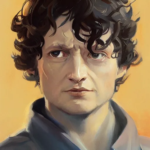 Image similar to greg manchess portrait painting of frodo beutlin as overwatch character, medium shot, asymmetrical, profile picture, organic painting, sunny day, matte painting, bold shapes, hard edges, street art, trending on artstation, by huang guangjian and gil elvgren and sachin teng