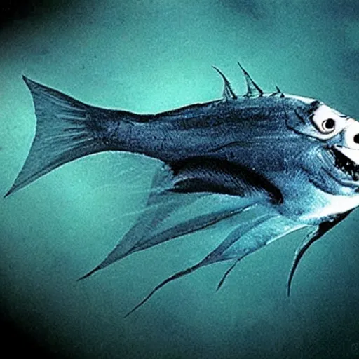 Prompt: scary eerie deep sea fish that look like monsters. Photograph.