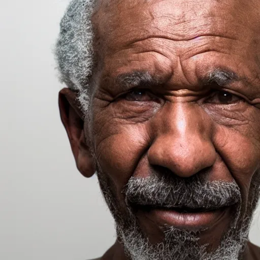 Image similar to award - winning rugged old black man extremely tired after running