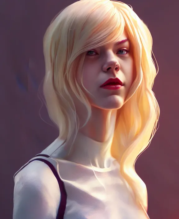 Image similar to gwen stacy female spiderman, pure white, au naturel, hyper detailed, digital art, radiant highlight, trending in artstation, cinematic lighting, studio quality, smooth render, unreal engine 5 rendered, octane rendered, art style by klimt and nixeu and ian sprigger and wlop and krenz cushart.