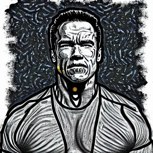 Prompt: arnold schwarzenegger in the style of vincent van gogh