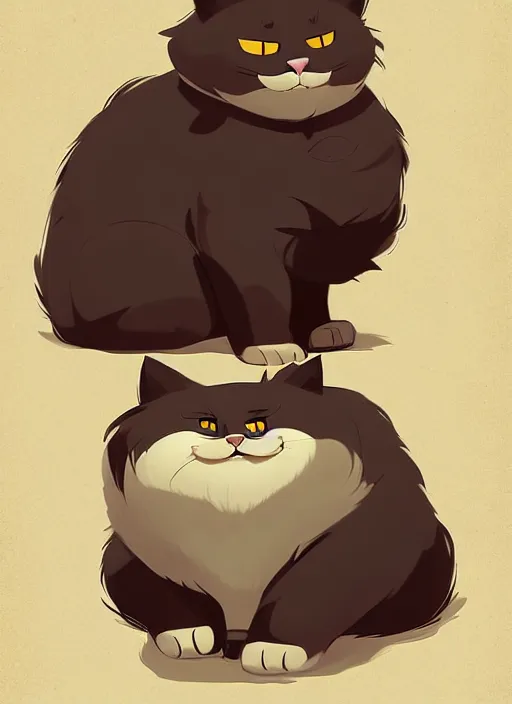 Image similar to a big fluffy cat by cory loftis, trending on artstation