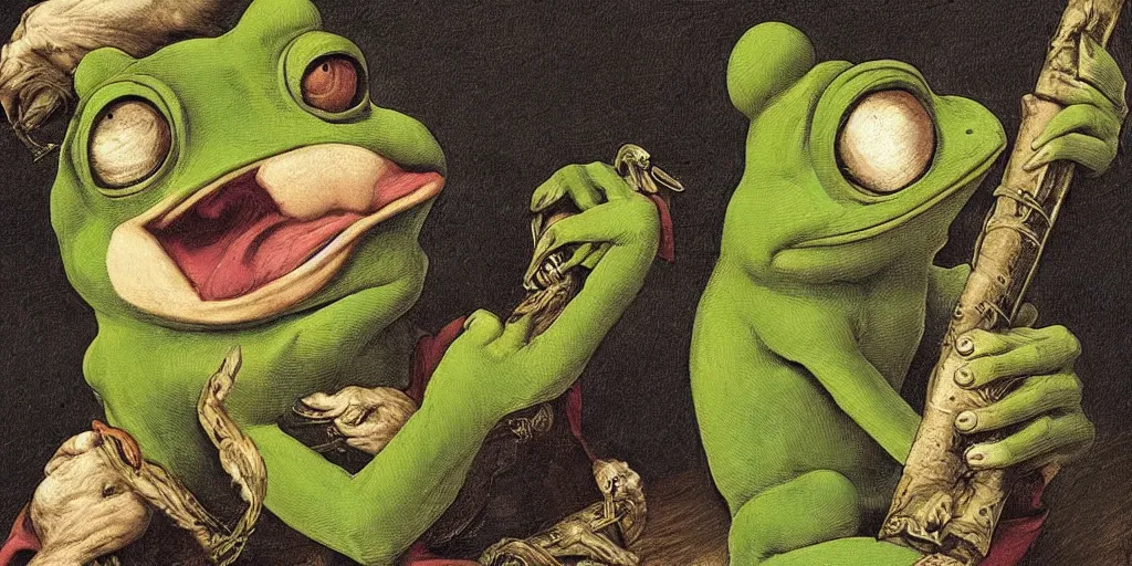 Image similar to pepe the frog, proclamation of the german empire by anton von werner