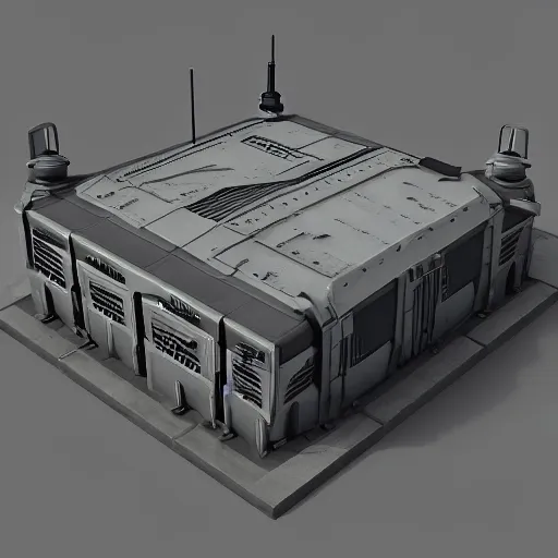 Prompt: 3d sculpt of a thick square industrial military scifi factory facade gun metal factory inspired by the matrix, star wars, ilm, beeple, star citizen halo, mass effect, starship troopers, elysium, the expanse, high tech industrial, Artstation Unreal W-960