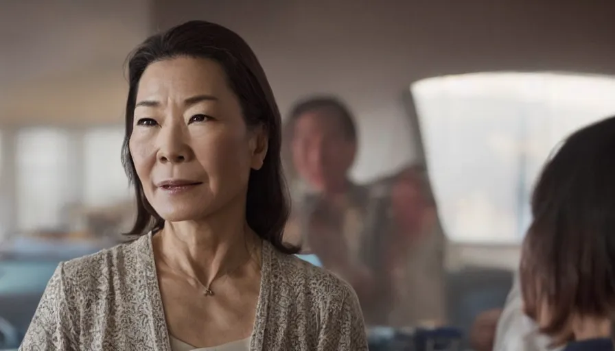 Prompt: michelle yeoh as evelyn wang from everything everywhere all at once ( 2 0 2 2 ), directed by'daniels ', cinematography by larkin seiple, movie still