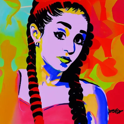 Prompt: painting of Ariana Grande in the style of Chamberlain, Johns, abstract, expressionism