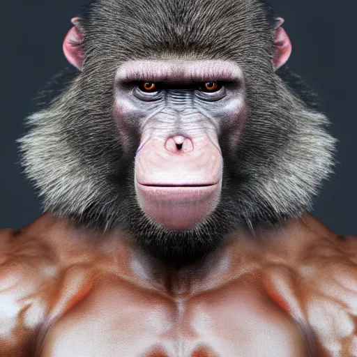 Image similar to hyperrealistic dslr film still of arnold schwarzenegger disguised as baboon, stunning 8 k octane comprehensive 3 d render, inspired by istvan sandorfi & greg rutkowski & unreal engine, perfect symmetry, dim volumetric cinematic lighting, extremely hyper - detailed, incredibly real lifelike attributes & flesh texture, intricate, masterpiece, artstation, stunning