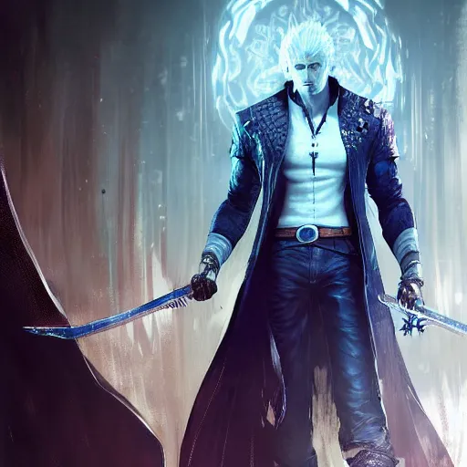 vergil from dmc 5 by greg rutkowski, Stable Diffusion