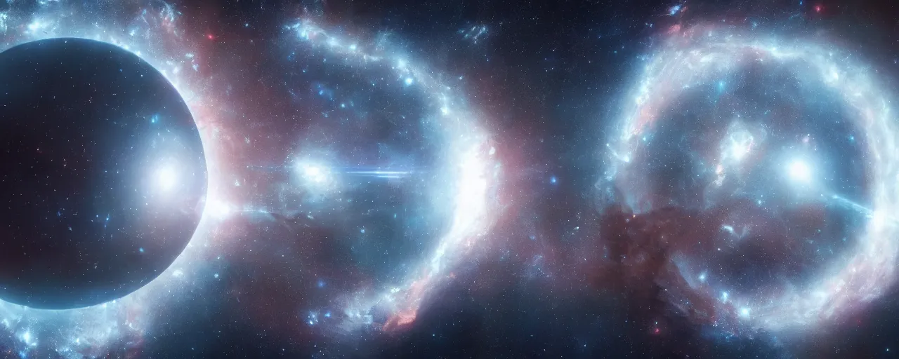 Image similar to movie still, thin horizontal nebula, a dark epic galaxy, space scene, dark scifi, unreal engine, octane render, detailed and intricate, global illumination, volumetric lighting, hubble telescope images, james webb telescope images, houdini fluid simulation, detailed and intricate environment