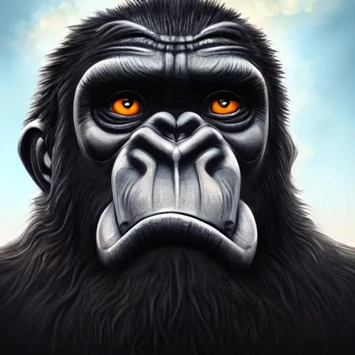 Prompt: king kong portrait, Pixar style, by Tristan Eaton Stanley Artgerm and Tom Bagshaw.