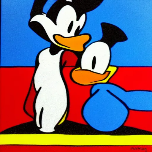 Prompt: Donald duck in the style of Mondrian