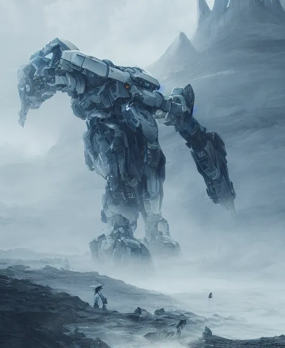 Image similar to surreal romantic mecha covenant deformation horizontal building, futuristic berserk white architecture in the beach in iceland, foggy, highly detailed, digital painting, arstation, concept art, hyperealistic octane render, unreal engine,