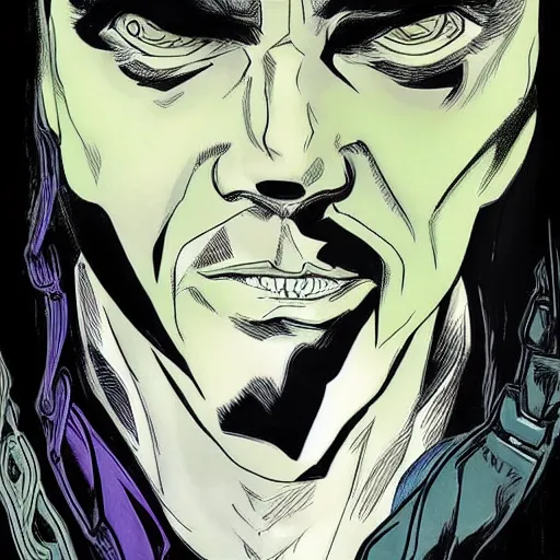 Image similar to !dream The artwork is conceptual artwork for a graphic novel that shows Loki, the god of mischief, in a variety of emotional states. Lee Garbett produced the artwork in 2015. The illustration is wonderfully detailed, and each expression on Loki's face is well captured.