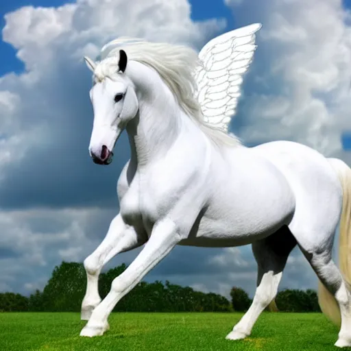 Image similar to beautiful white horse with large white angel wings