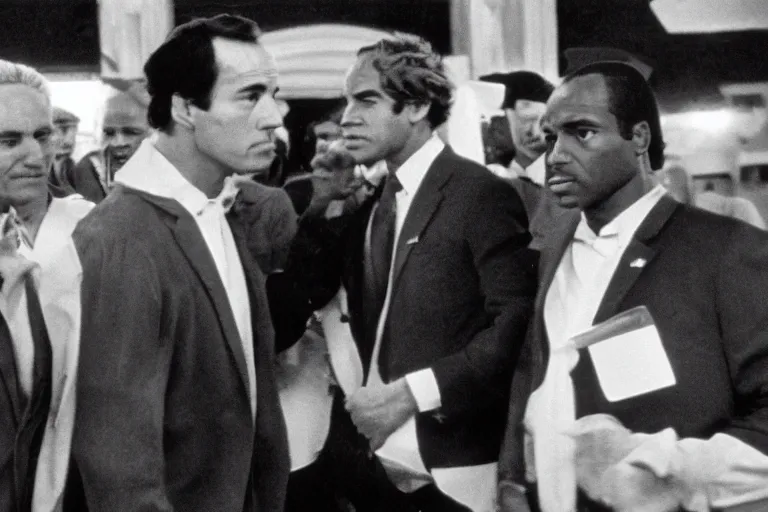 Image similar to film still frame of biden in rocky, high quality