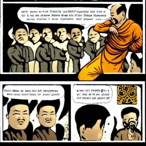 Image similar to shaolin monk putting on an army uniform and saying I\'m ready in a speech bubble