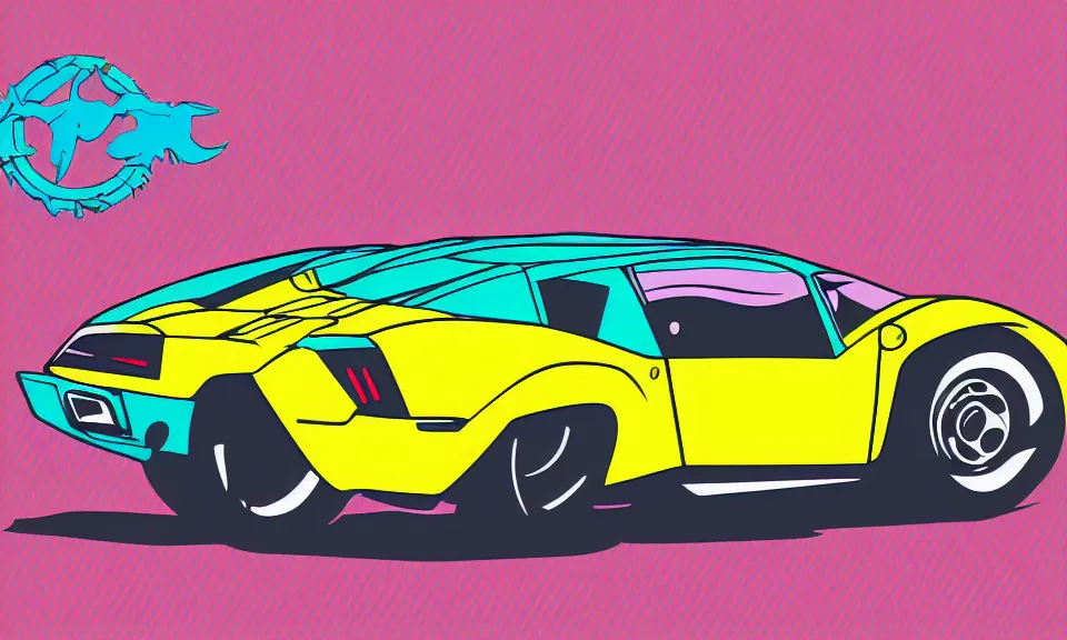 Image similar to pop art illustration of a lamborghini, adobe illustrator