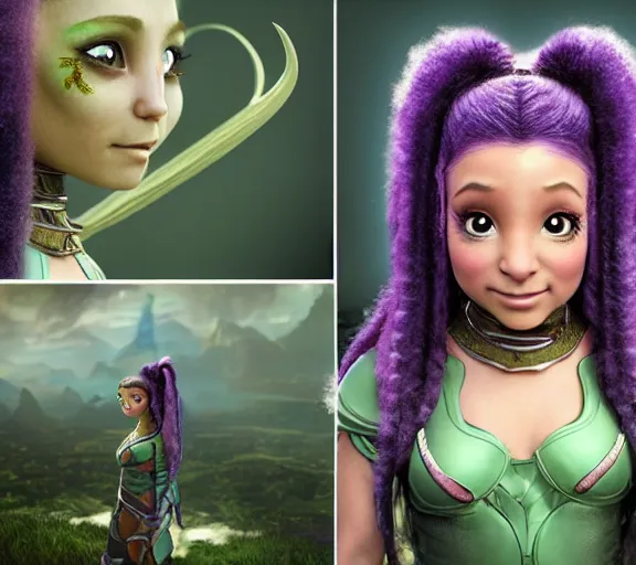 Prompt: an epic fantasy comic book style portrait painting of an extremely cute and adorable very beautiful nebulapunk ariana grande as a halfling na'vi from avatar, character design by mark ryden and pixar and hayao miyazaki, unreal 5, daz, hyperrealistic, octane render, cosplay, rpg portrait, dynamic lighting, intricate detail, harvest fall vibrancy, cinematic