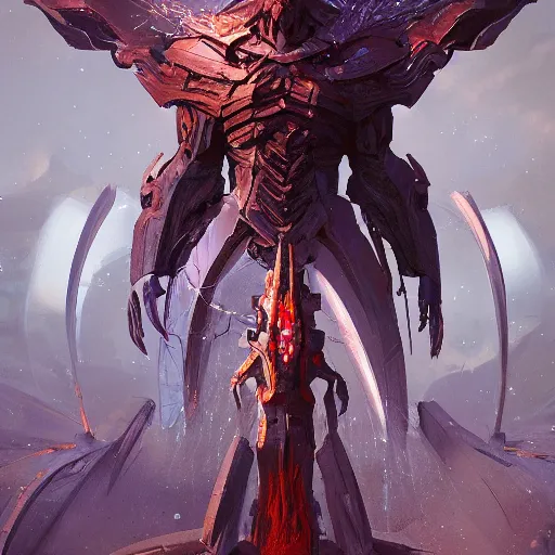 Prompt: the sentinel artwork by Eddie Mendoza, gigantic ethereal entity holding a broadsword that has particles orbiting, intricate, elegant, looming figure