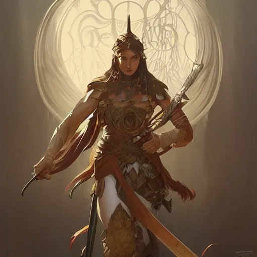 Prompt: a warrior, fighter, male, d & d, fantasy, intricate, elegant, highly detailed, digital painting, artstation, concept art, wallpaper, smooth, sharp focus, illustration, art by artgerm and greg rutkowski and alphonse mucha