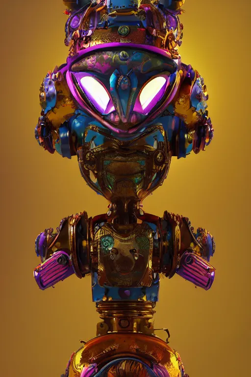 Image similar to colorful vivid steampunk mask minimalist fantasy art robot ninja helmet, global illumination ray tracing hdr fanart arstation by sung choi and eric pfeiffer and gabriel garza and casper konefal