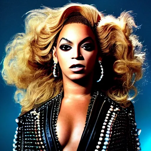 Prompt: album cover of beyoncé as an alien superstar, too classy for this world, unique, stilettos kicking vintage crystal off the bar, feeding her audience diamonds and pearls