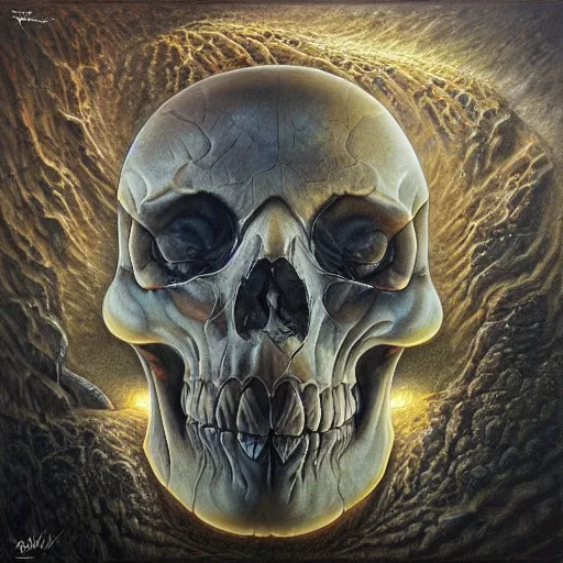 Prompt: Crystal skull by Tomasz Alen Kopera, masterpiece