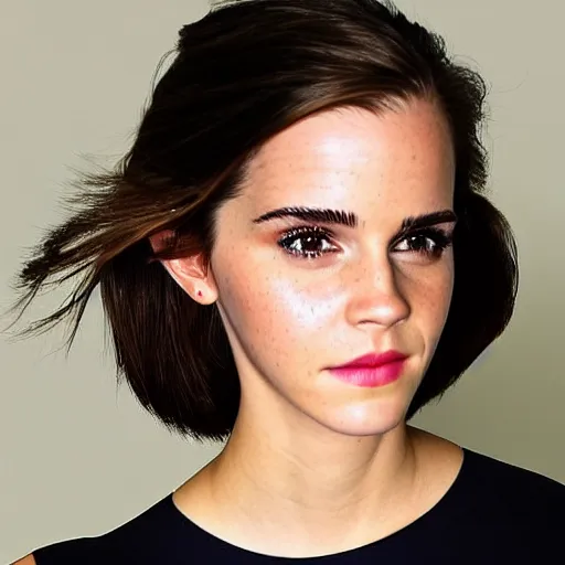 Image similar to a full - figure profile photograph of a woman who is a genetic combination of emma watson and kim kardashian