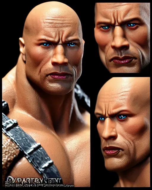 Image similar to close up shot of dwayne johnson action figure. dnd, high fantasy. royo, artgem, wlop