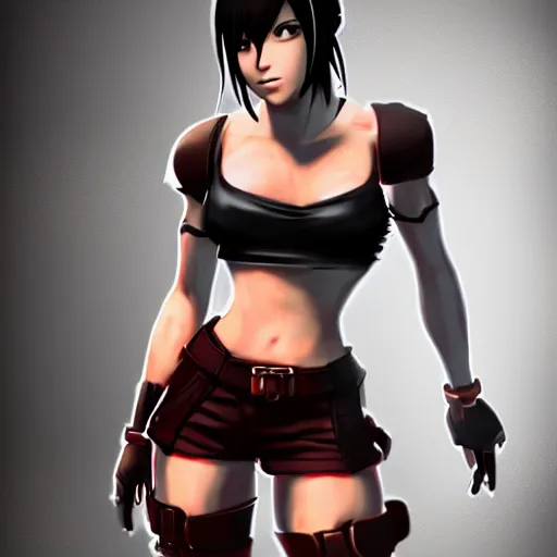 Image similar to stylised concept art of tifa lockhart posing