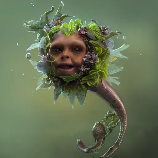 Image similar to a realistic slimy fairy fetus emerging from a budding flower, dramatic lighting, cinematic, establishing shot, extremely high detail, foto realistic, cinematic lighting, post processed, concept art, high details, cinematic, 8k resolution, beautiful detailed, photorealistic, digital painting, artstation, concept art, smooth, sharp focus, artstation trending, octane render, unreal engine