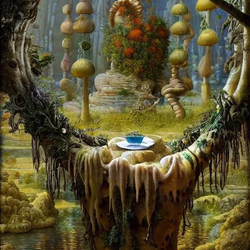 Image similar to paint surrealist 👁🍜🍄, ferdinand knab, high definition and detailed 4 k