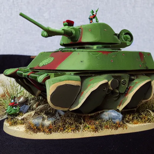 Prompt: Crab shaped tank, painted wargaming miniature