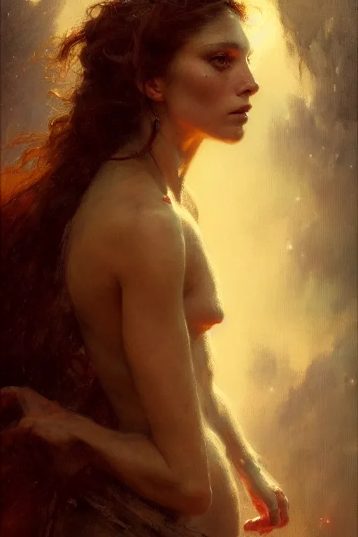 Image similar to a half body portrait of witch, high detail, cleary see face, by gaston bussiere, bayard wu, greg rutkowski, odd nerdrum, maxim verehin, dan dos santos, masterpiece, sharp focus, cinematic lightning