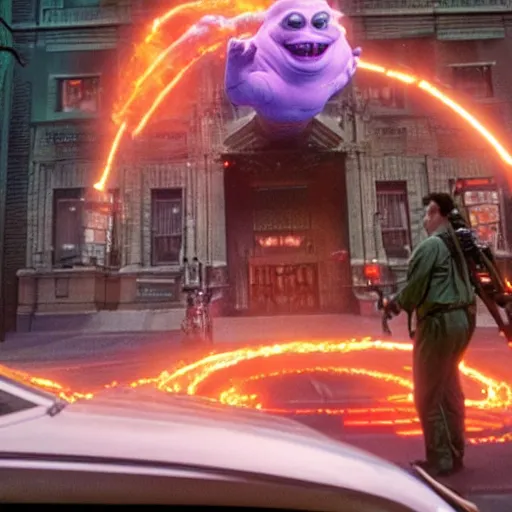 Prompt: awe inspiring Slimer from the movie Ghostbusters 8k hdr