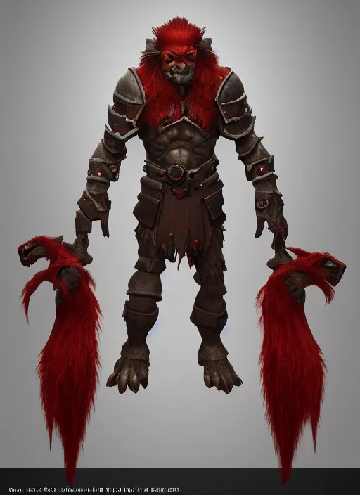 Image similar to а fantasy Proto-Slavic skinny red troll creature in armor inspired blizzard games, full body, detailed and realistic, 4k, trending on artstation, octane render