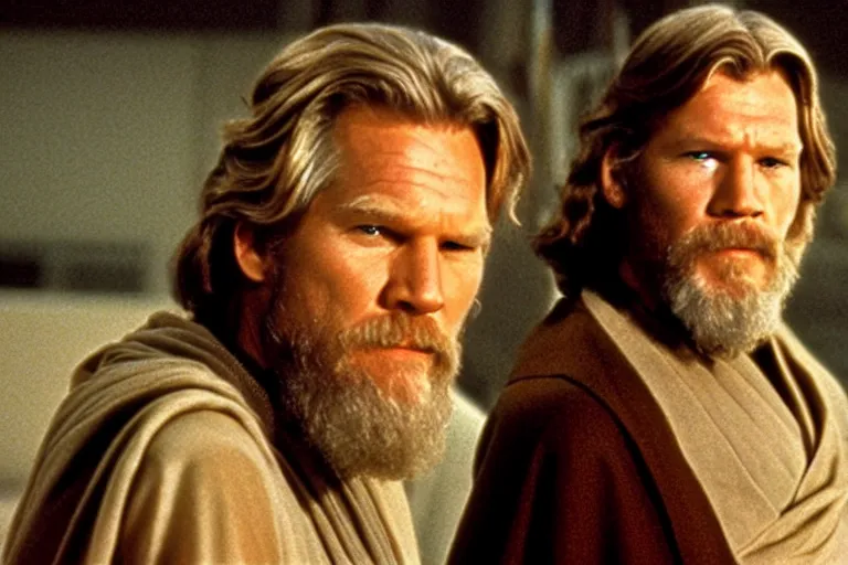 Image similar to film still of Jeff Bridges as Obi Wan Kenobi Star Wars 1977