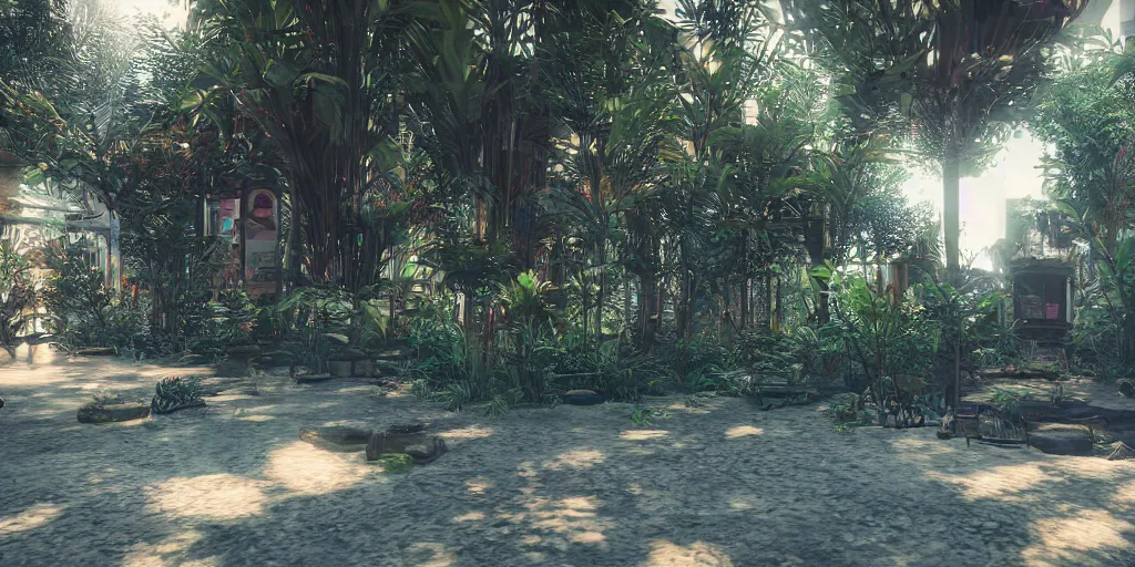 Image similar to a liminal space place in bangkok, weird place, unreal engine