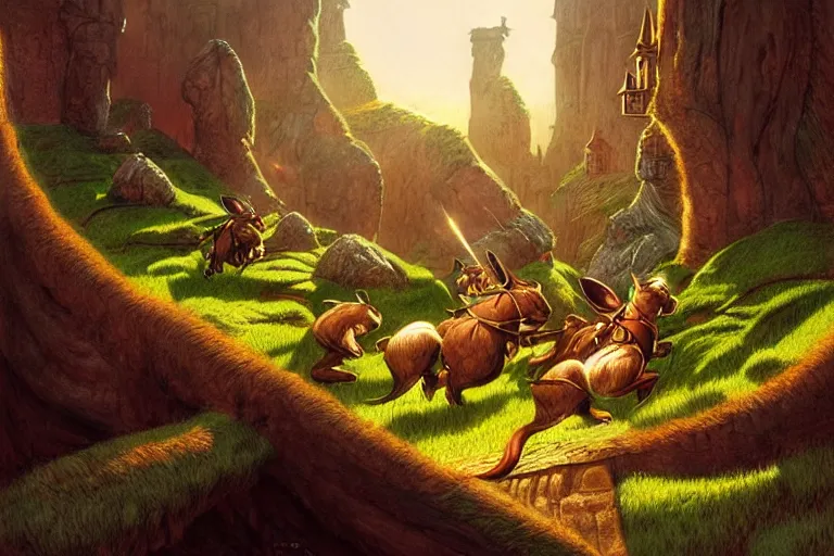 Image similar to an epic scene from redwall by brian jacques, detailed, fantasy concept art, cinematic lighting, beautiful