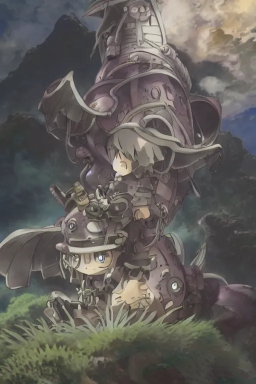 Prompt: a monster from made in abyss anime, anime key visual, japanese anime, highly detailed, concept art, creature design