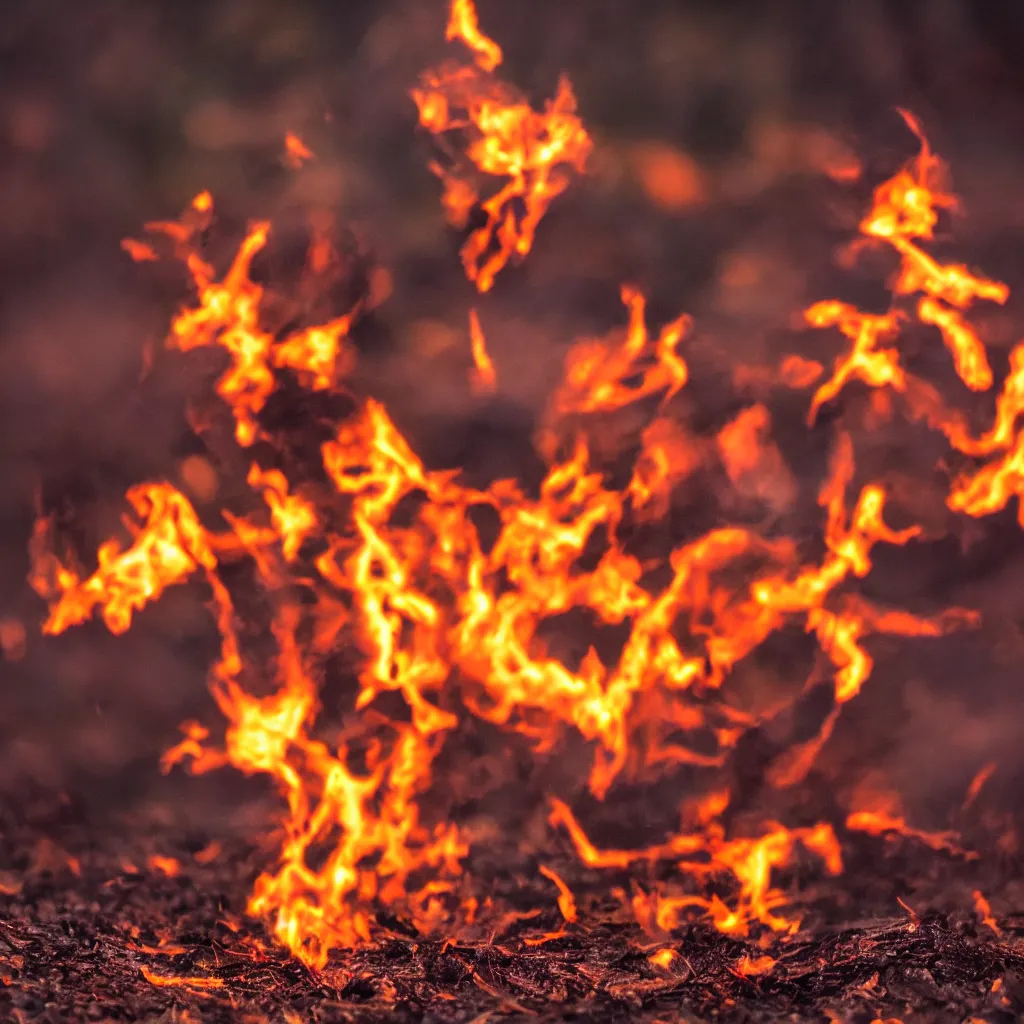 Prompt: fire with flying embers, depth of field, dof, motion blur